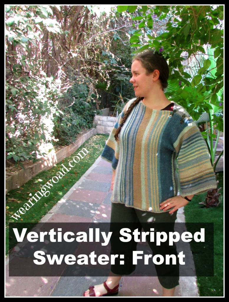 front of the first Vertically stripped sweater