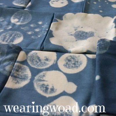 indigo dyed shibori resist folded fabric