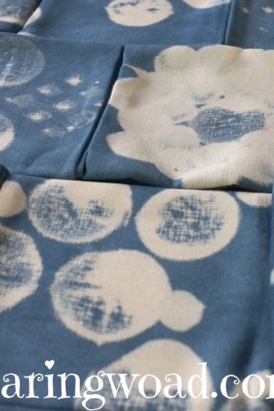 indigo dyed shibori resist folded fabric